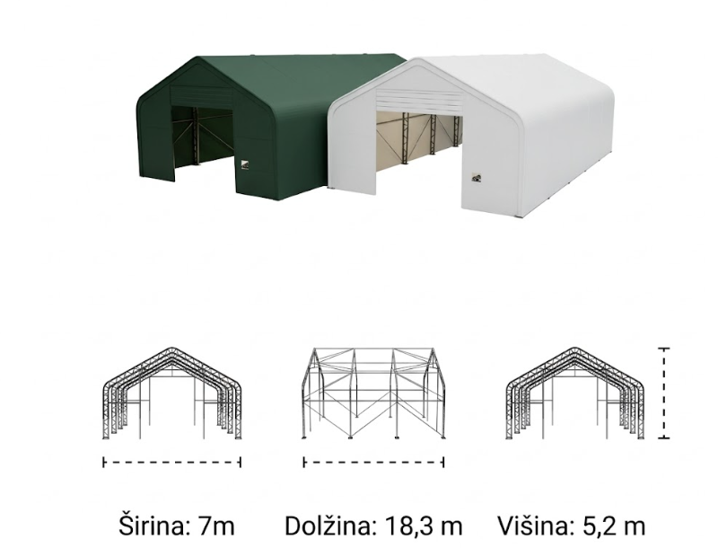 7m x 18,3 m x 5,2 m